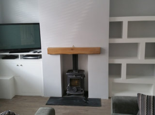 Bespoke cupboard and alcove shelving in white